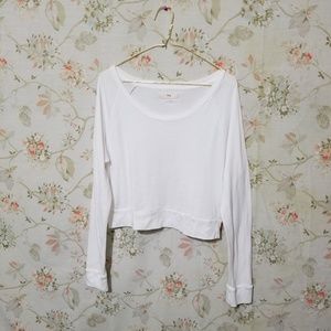 TNA Thin White Sweater with Wide Collar